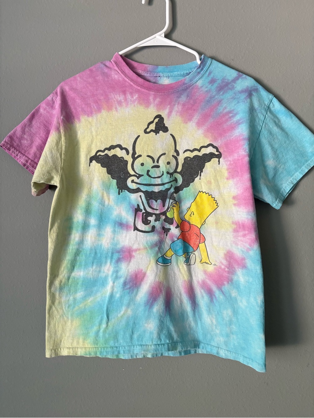 The Simpsons Bart Simpson Graffiti Krusty the Clown Tie Dye T-Shirt Size Small